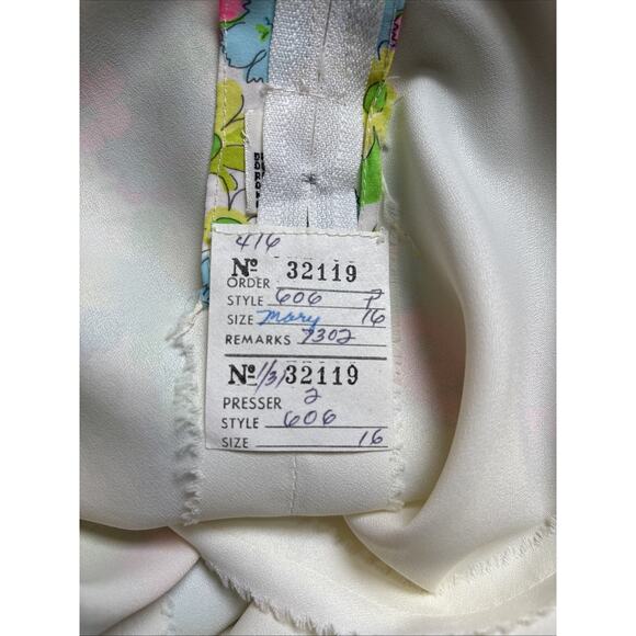 Posh Jay Anderson Vintage Dress Women's 16 Midi Retro Colorful Floral Belt Tie - Picture 12 of 12